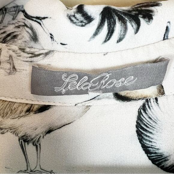 Lela Rose Birds Of A Feather Printed Long-Sleeve Blouse Size 14 - Picture 5 of 13